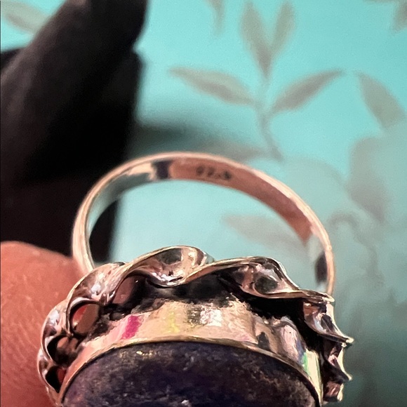 Lapis Lazuli gemstone 925 silver ring Size 9 - Picture 4 of 5